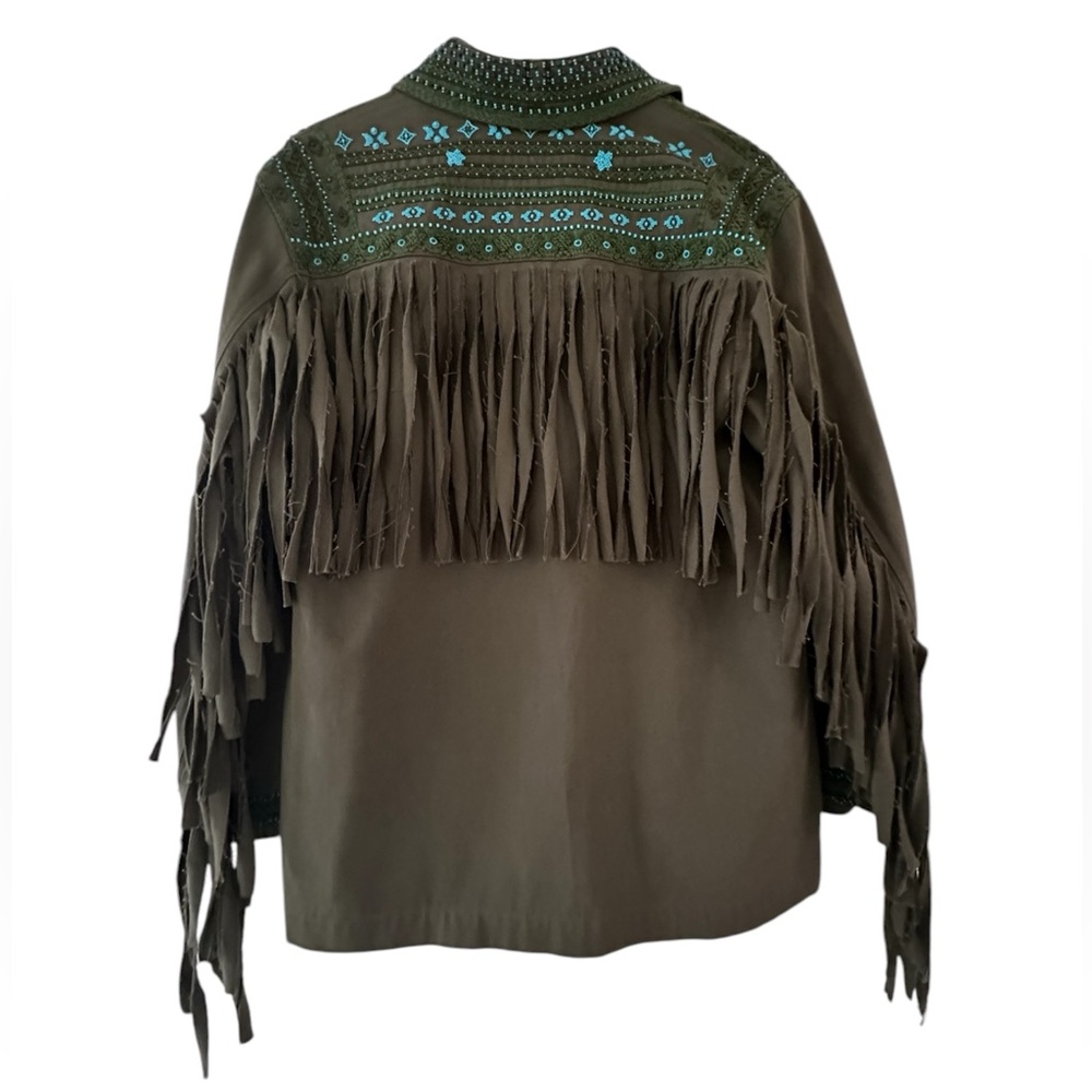 VALENTINO Beaded Boho Western Embellished Fringe Utility Jacket New - Picture 5 of 14